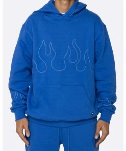 EPTM Hand Stitched Flame Hoodie Sweatshirts, Sweaters & Hoodies Royal Blue