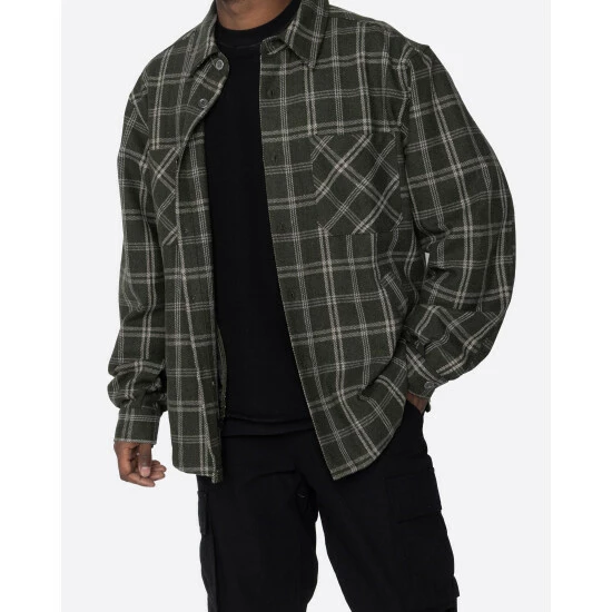 EPTM Slit Flannel Shirt Shirts Dark Olive - Image 2