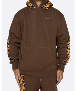 EPTM NU Flame Pullover Sweatshirts, Sweaters & Hoodies Brown