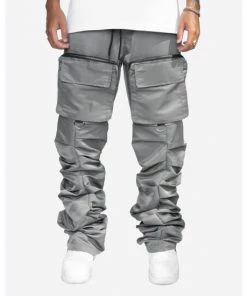 EPTM Stacked Flare Cargos Pants Denim & Bottoms Grey