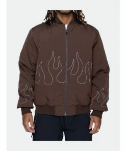EPTM Flame Stitch Bomber Jacket Coats, Jackets & Blazers Brown