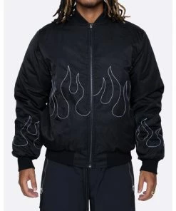 EPTM Flame Stitch Bomber Jacket Coats, Jackets & Blazers Black