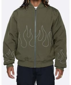 EPTM Flame Stitch Bomber Jacket Coats, Jackets & Blazers Olive