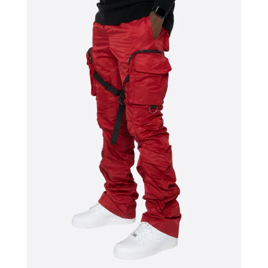 Eptm Stacked Flare Cargo 2.0 Denim & Bottoms Red - Image 3