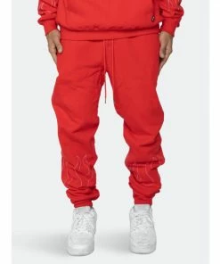 EPTM Hand Stitched Flame Sweatpants Pants Red/white