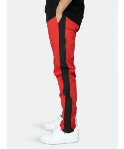 EPTM Nylon Basic Track Pants-Red/Black