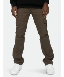 EPTM Twill Cargo Flare Pants Brown