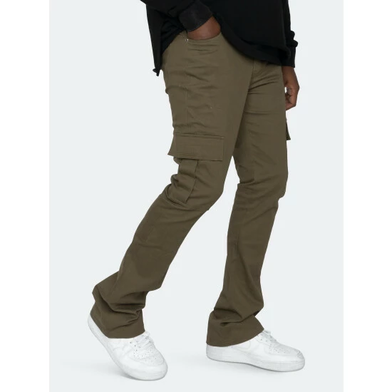 EPTM Will Cargo Flare Pants Olive - Image 3