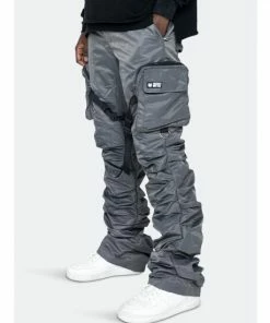EPTM Dave East Strap Stacked Flare Pants Charcoal