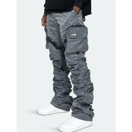 EPTM Dave East Strap Stacked Flare Pants Charcoal