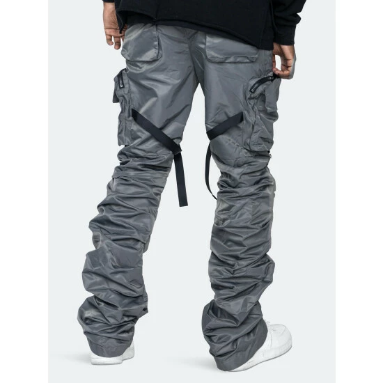 EPTM Dave East Strap Stacked Flare Pants Charcoal - Image 3