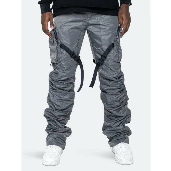 EPTM Dave East Strap Stacked Flare Pants Charcoal - Image 4