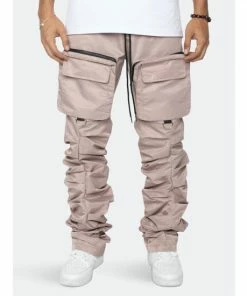 Eptm Stacked Flare Cargos Pants Dusty Pink