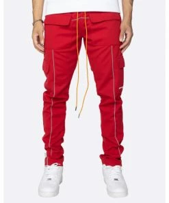 EPTM Reflective Piping Cargo Pants Red