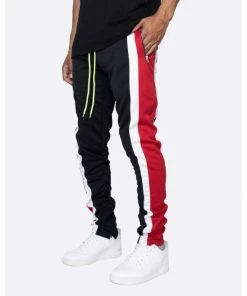 EPTM Trio Track Pants - Black/Red/Off White Denim & Bottoms